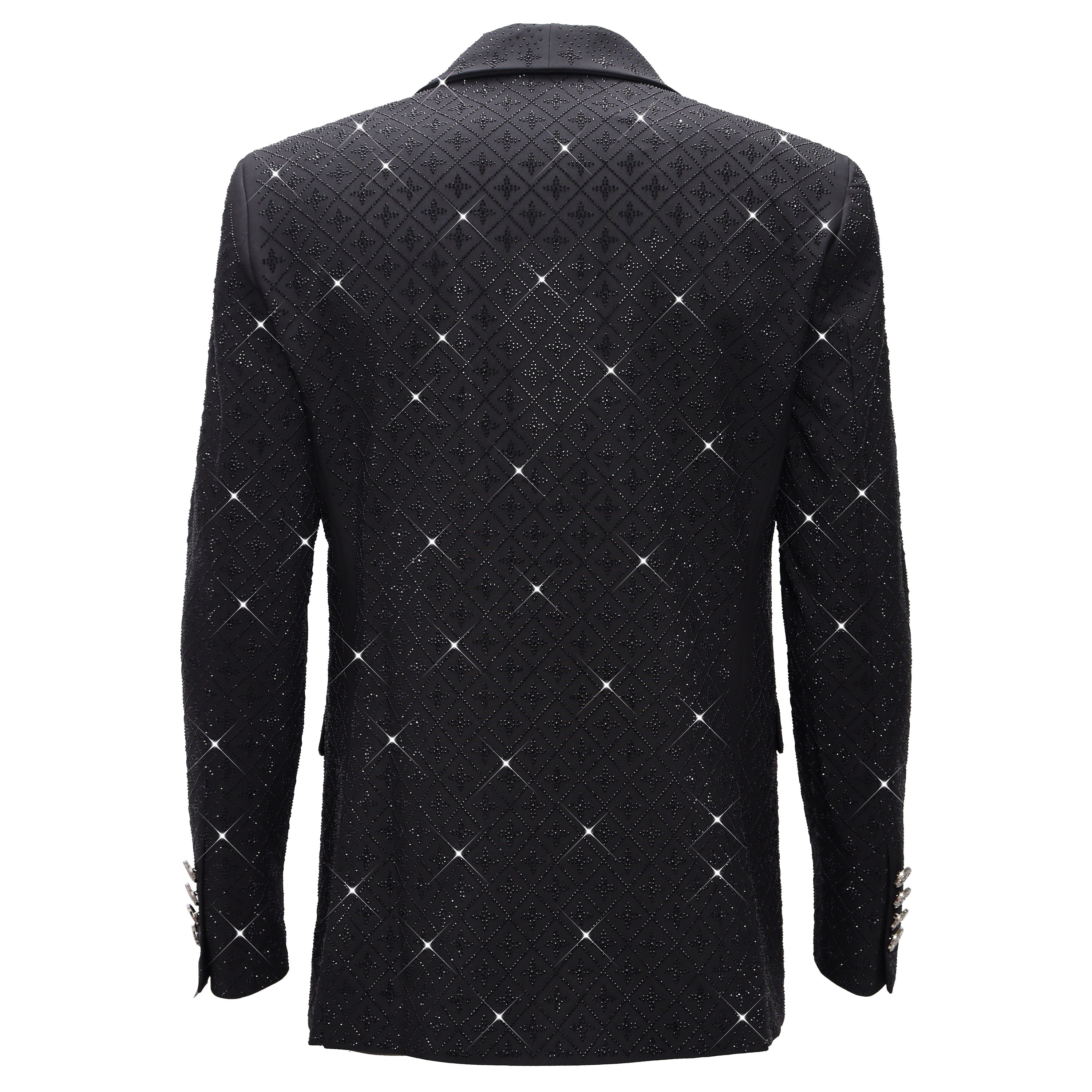 Elegant Black Blazer with Sparkling Embellishments BLACK/BLACK - Dudes Boutique