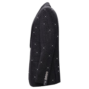 Elegant Black Blazer with Sparkling Embellishments BLACK/BLACK - Dudes Boutique