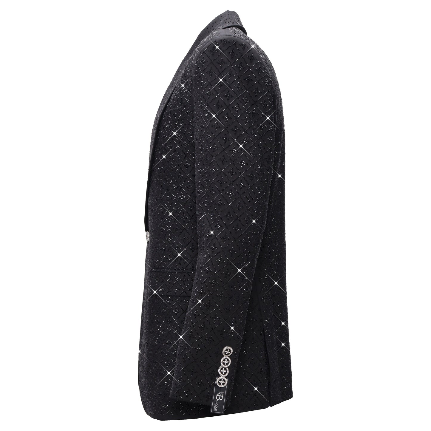 Elegant Black Blazer with Sparkling Embellishments BLACK/BLACK - Dudes Boutique
