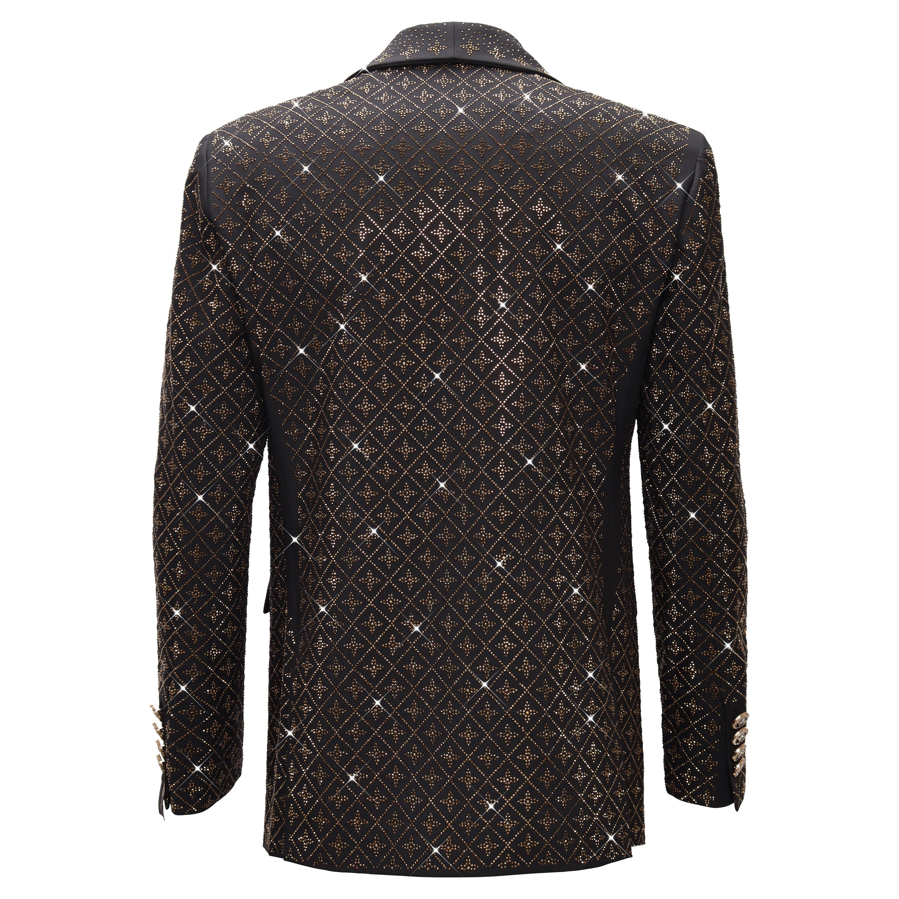 Elegant Blazer with Sparkling Embellishments BLACK/GOLD - Dudes Boutique