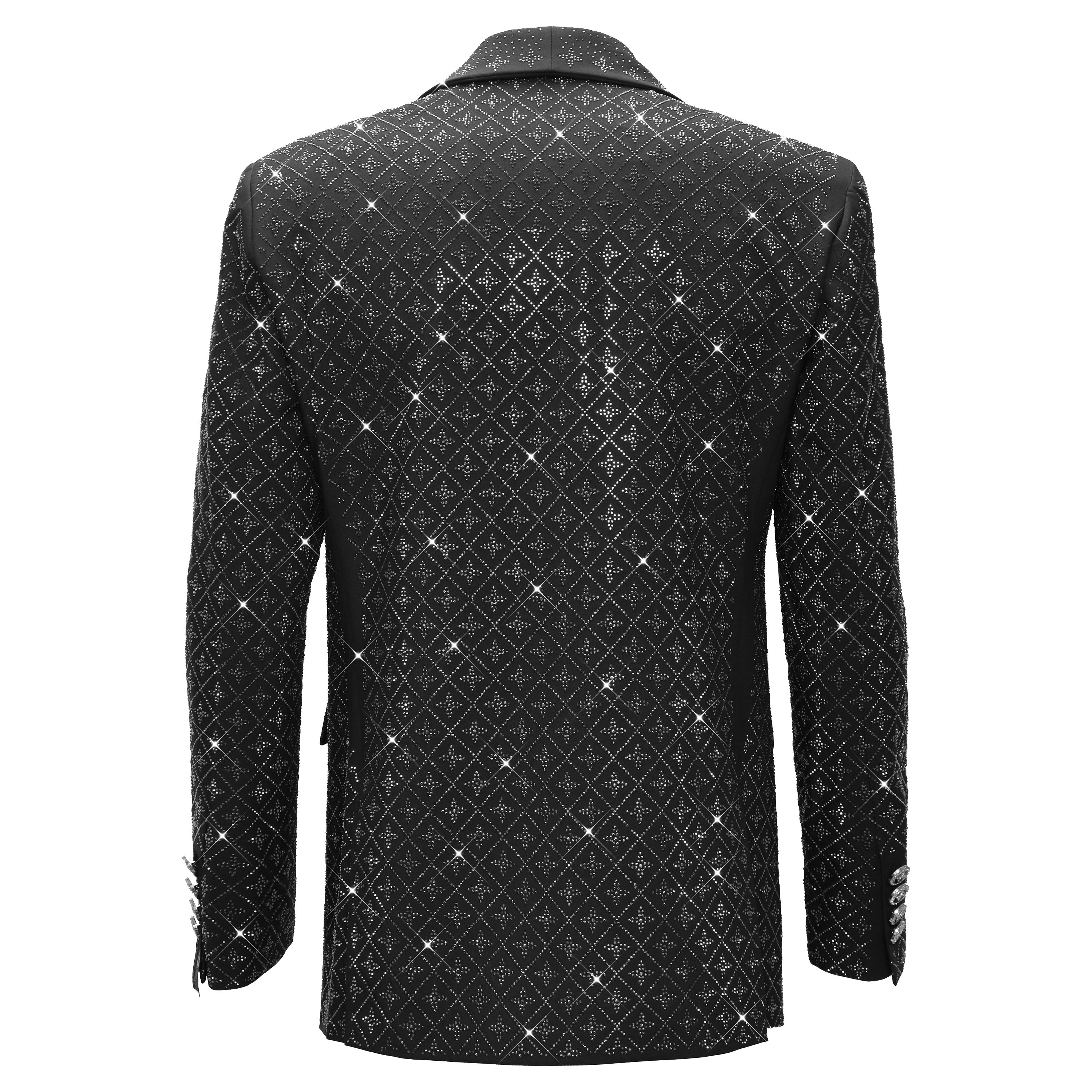 Elegant Blazer with Sparkling Embellishments BLACK/SILVER - Dudes Boutique