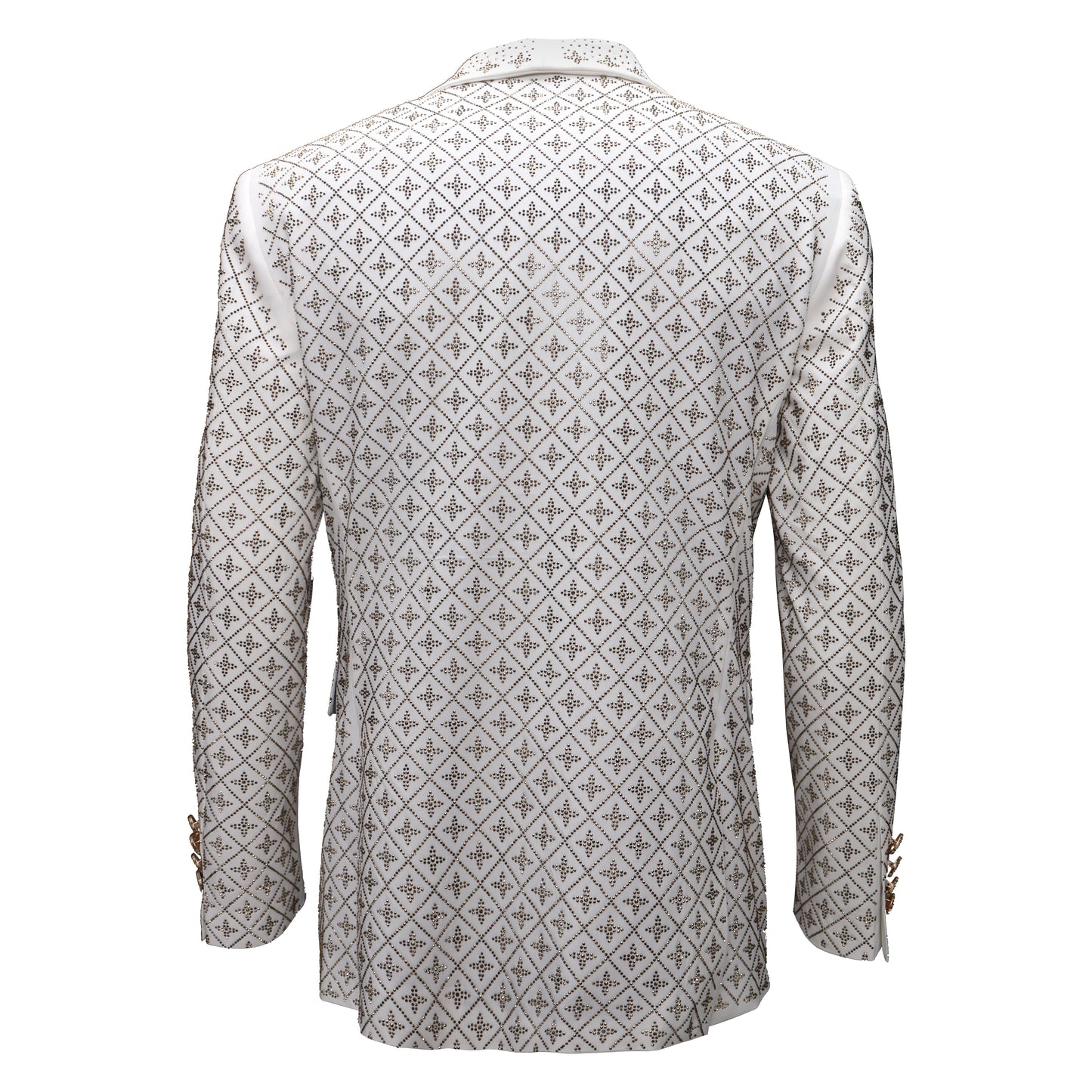 Elegant Blazer with Sparkling Embellishments WHITE/GOLD