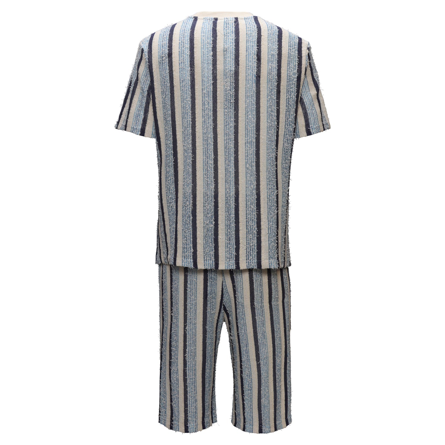Men’s Striped Textured Two-Piece Set BLUE - Dudes Boutique