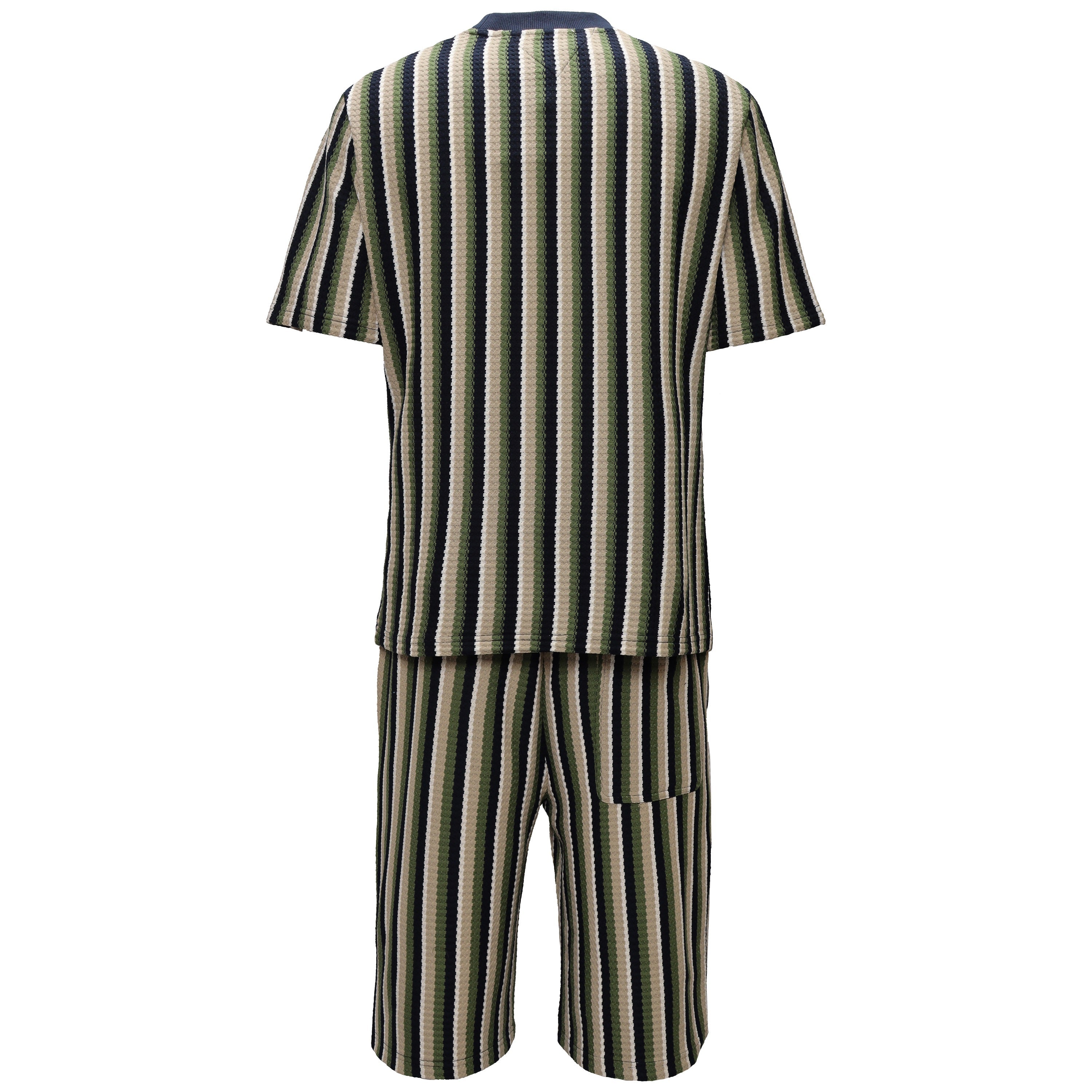 Men’s Striped Knit Two-Piece Set GREEN - Dudes Boutique