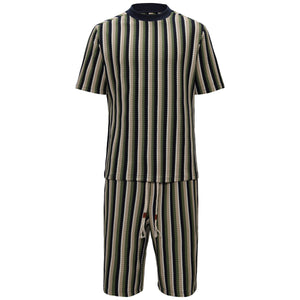 Men’s Striped Knit Two-Piece Set GREEN - Dudes Boutique