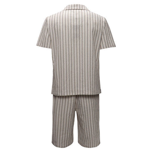 Men’s Classic Striped Lounge Set BEIGE - Dudes Boutique