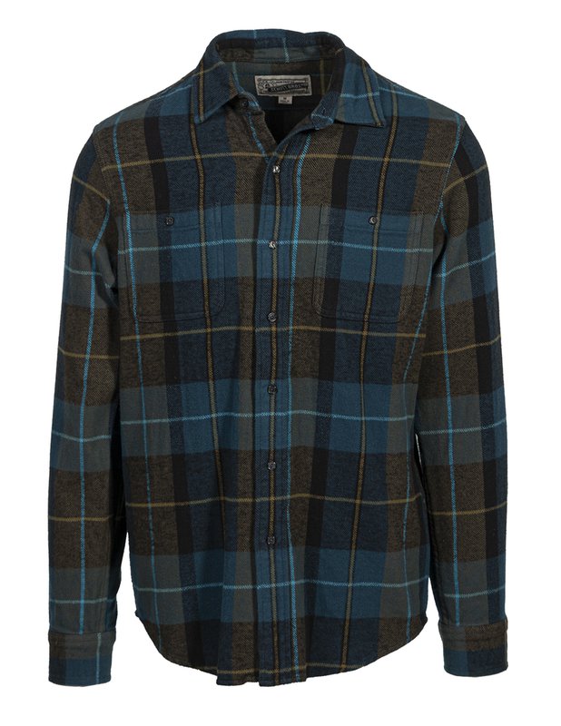 Schott NYC Blue Plaid Cotton Flannel Shirt - Dudes Boutique