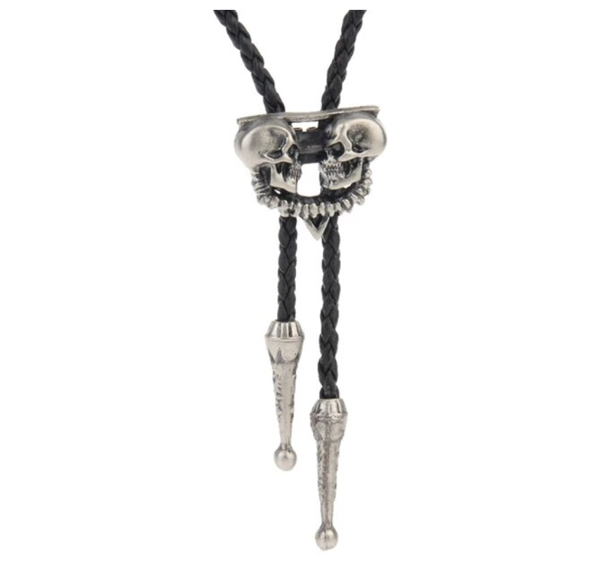 Kashani Silver Western Skull Pendant Bolo Tie - Dudes Boutique