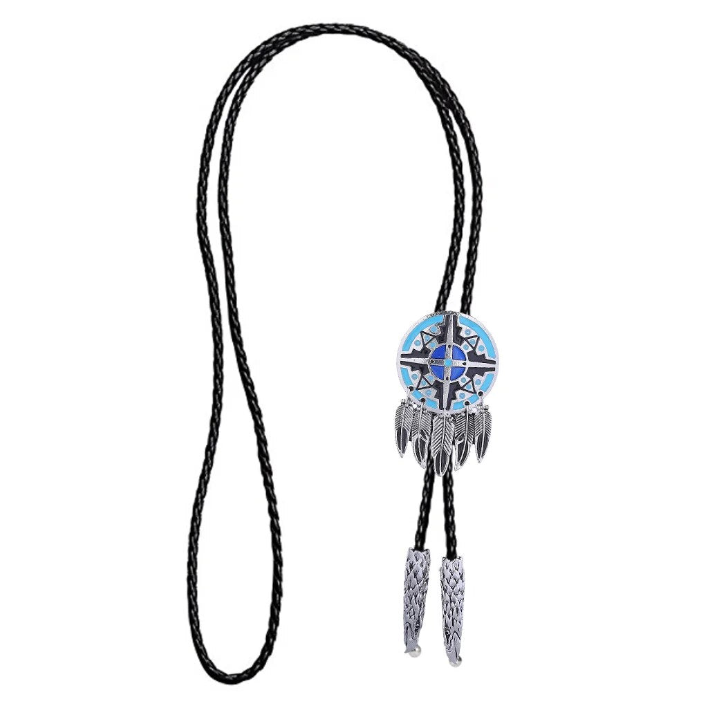 Kashani Turquoise Indian Feather Totem Pendant Bolo Tie - Dudes Boutique