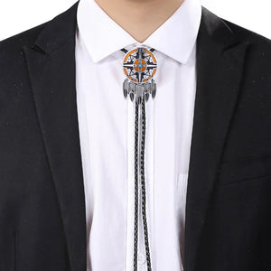 Kashani Orange Indian Feather Totem Pendant Bolo Tie - Dudes Boutique