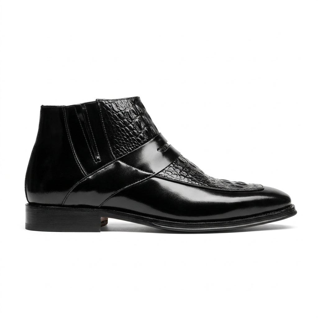 Giovanni 'Tad' Black Leather Boots