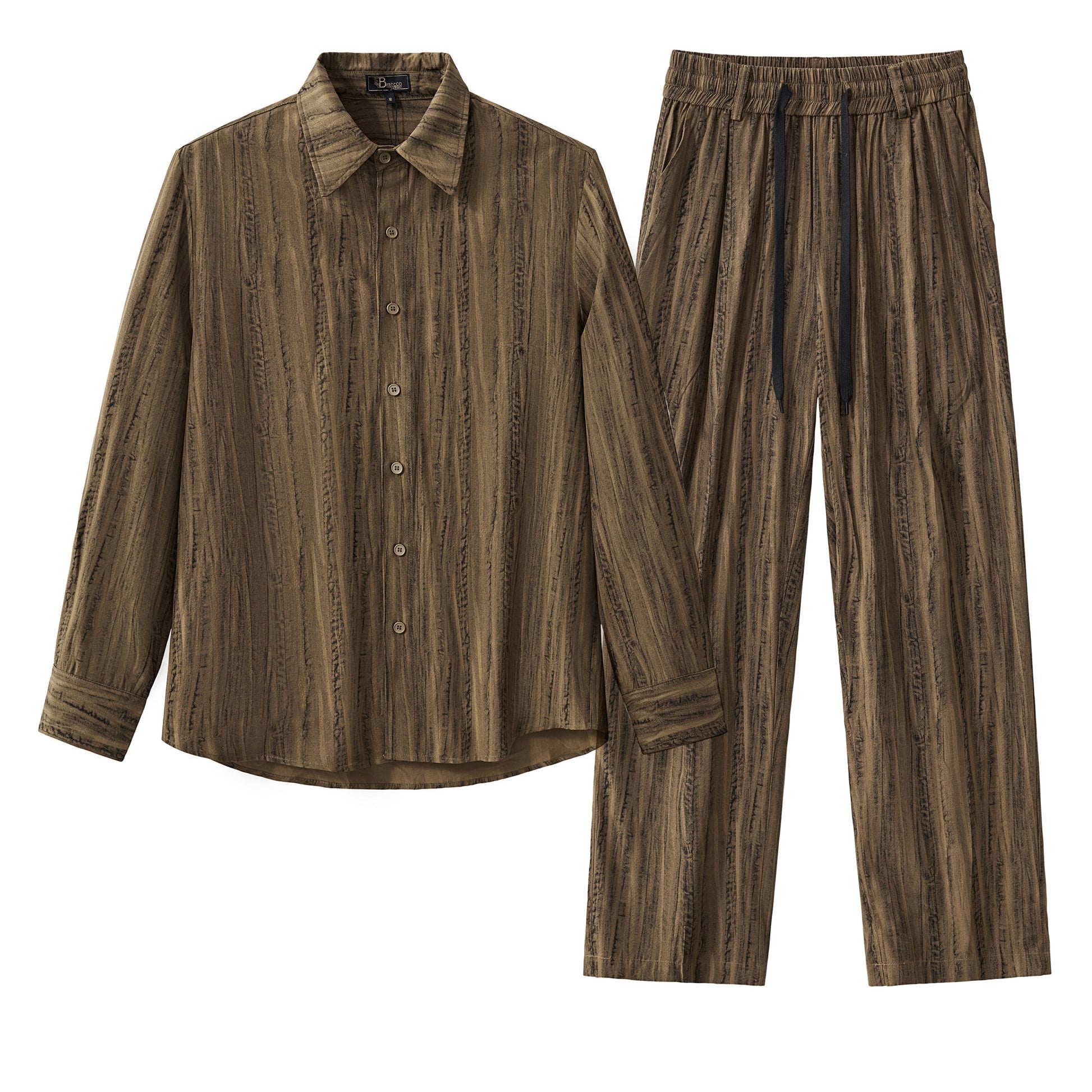Strata Set ā Printed Long Sleeve Shirt & Pant BROWN