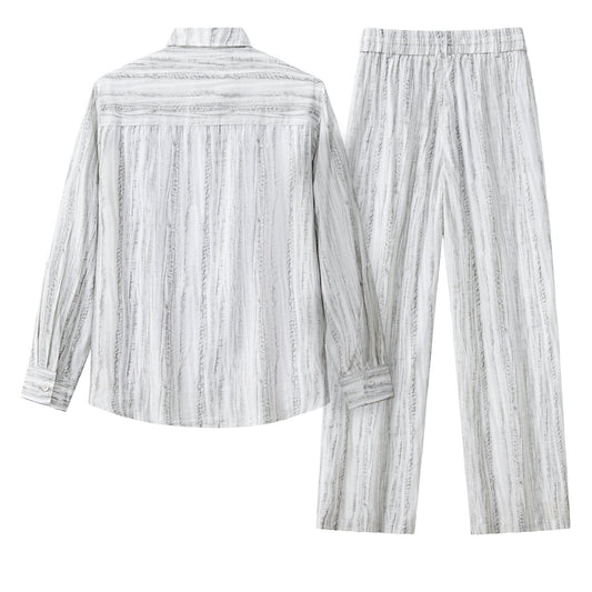 Strata Set – Printed Long Sleeve Shirt & Pant GREY