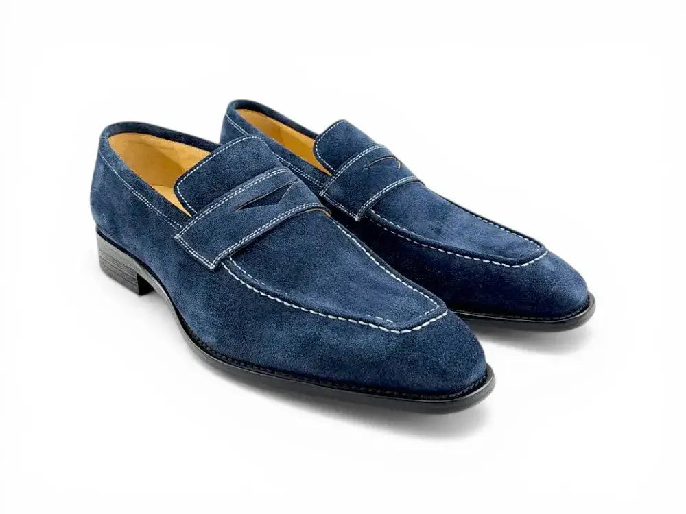 Suede Penny Loafer contrast stitching