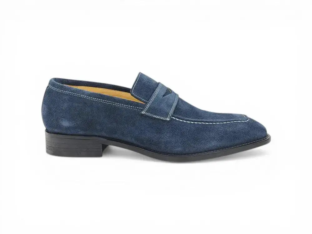 Suede Penny Loafer contrast stitching