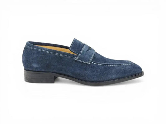 Suede Penny Loafer contrast stitching