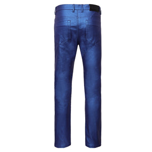 Versatile Vogue Metallic Jeans BLUE - Dudes Boutique