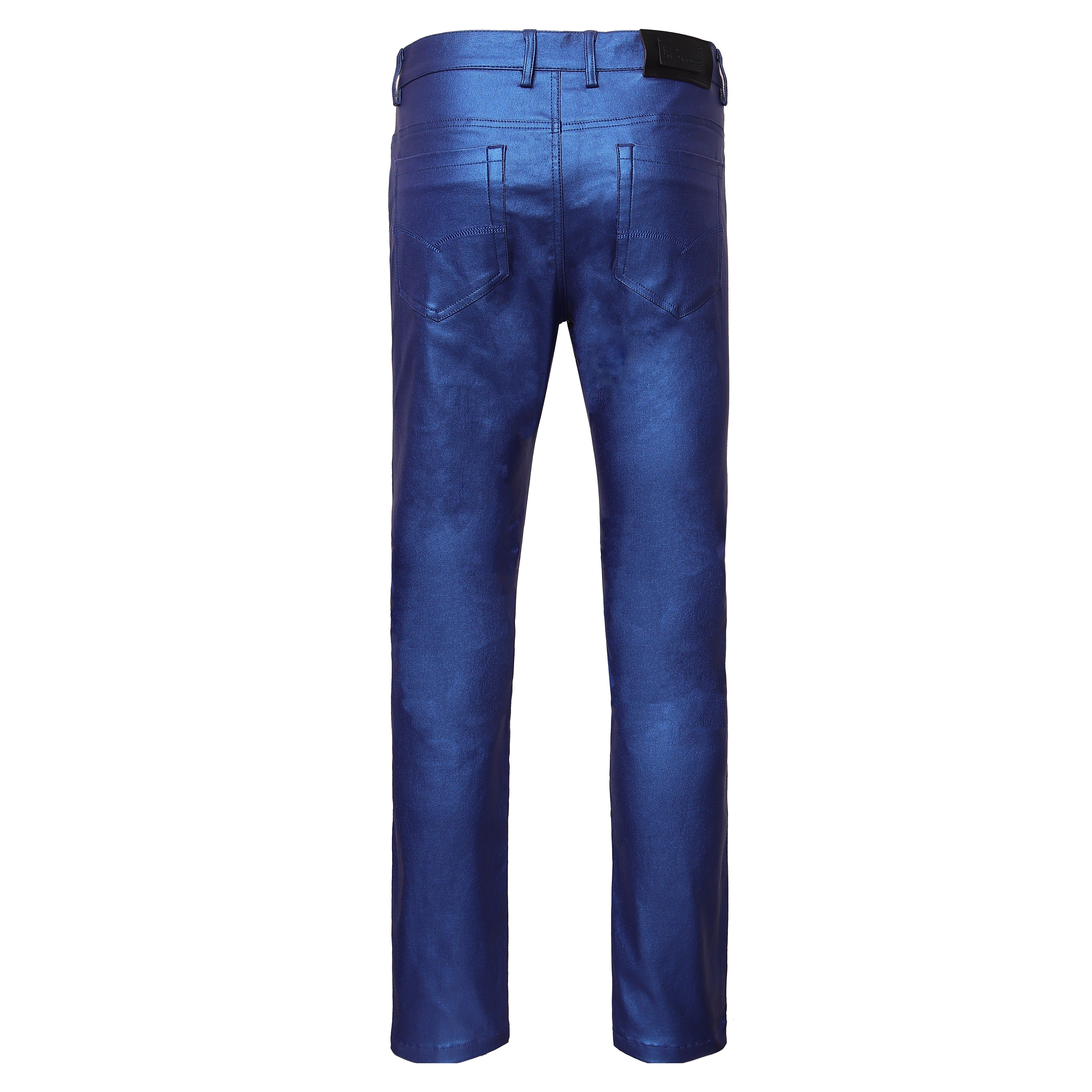 Versatile Vogue Metallic Jeans BLUE - Dudes Boutique