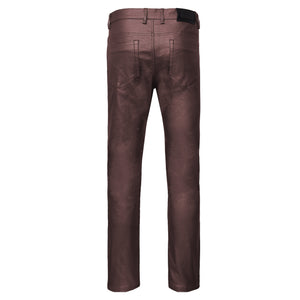 Versatile Vogue Metallic Jeans WINE - Dudes Boutique