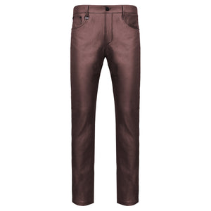 Versatile Vogue Metallic Jeans WINE - Dudes Boutique