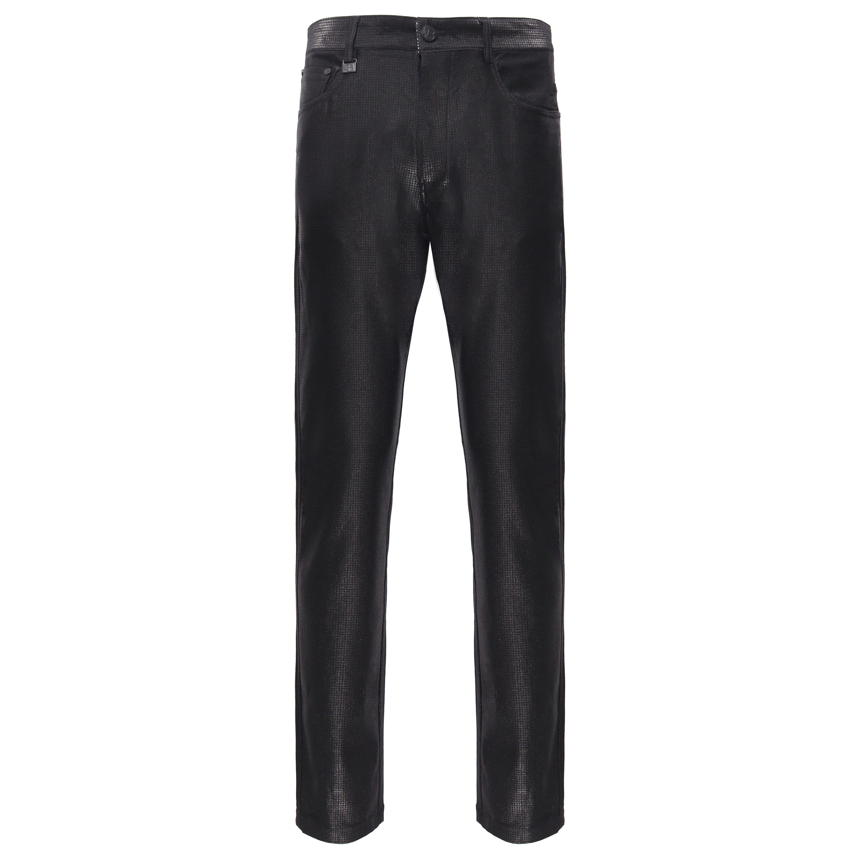 Menās Elegant Black Textured Dress Pants BLACK - Dudes Boutique