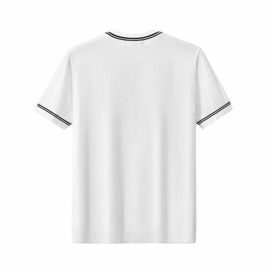 Strato Trim Knit Tee WHITE