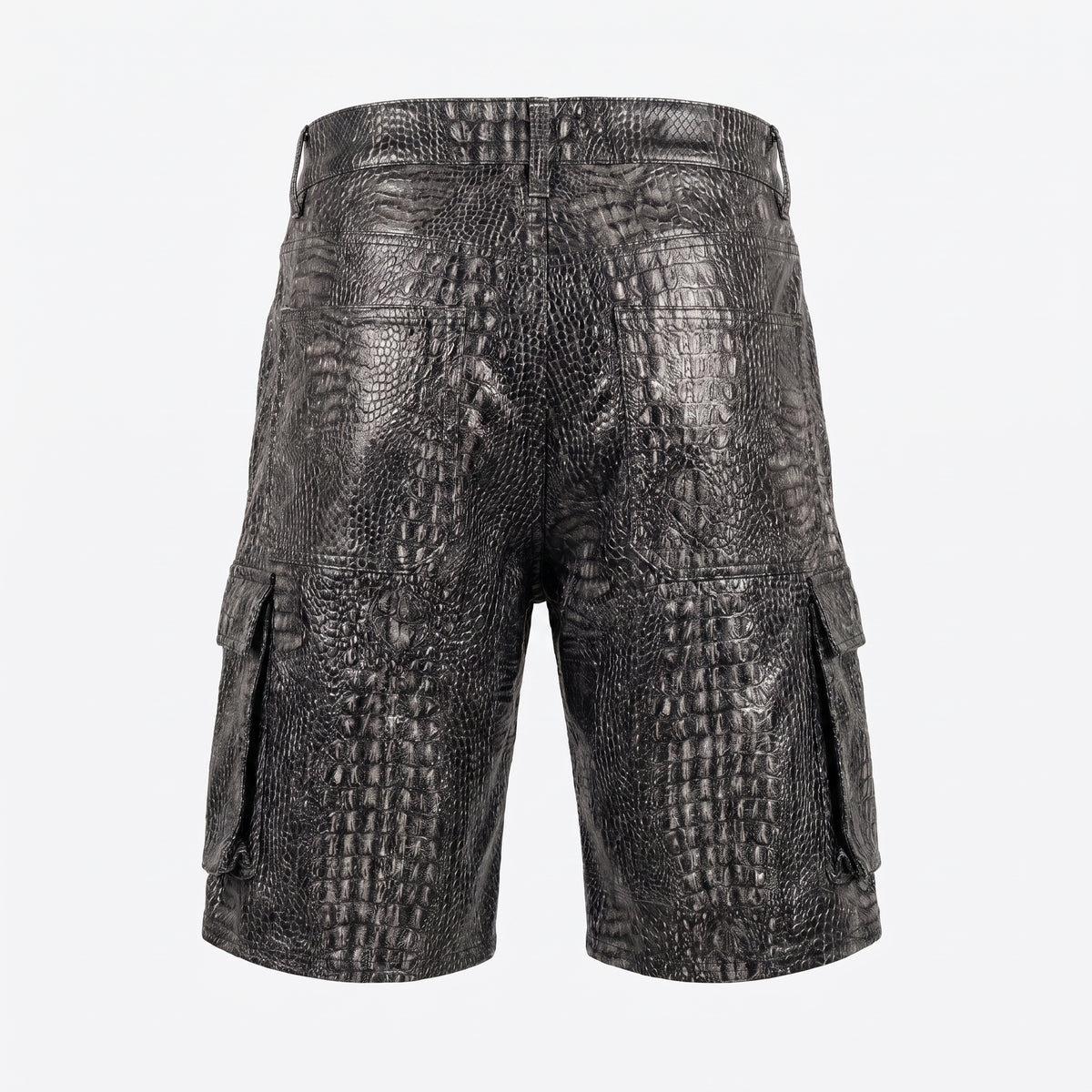 Waimea Alligator Print PU Leather Cargo Shorts