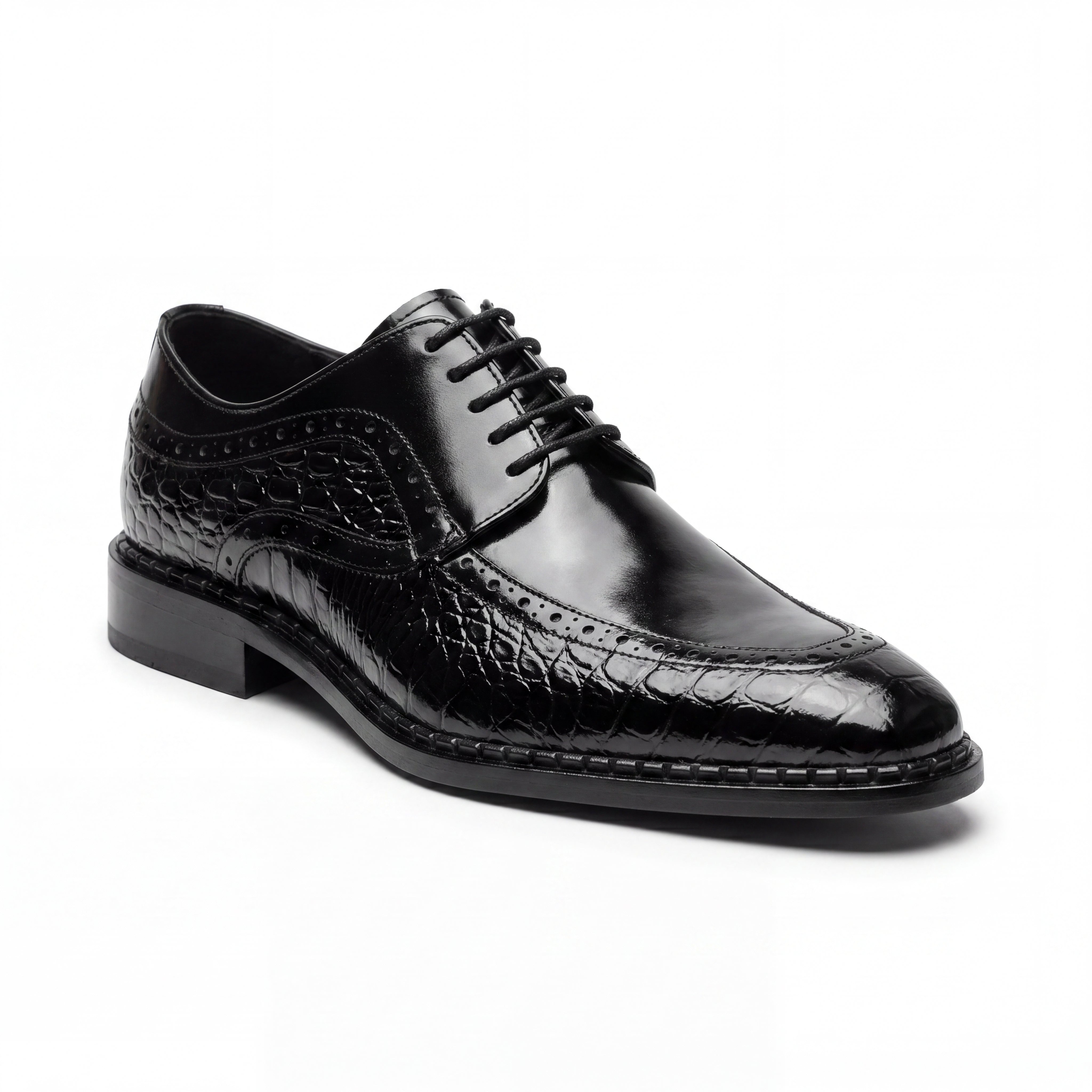 Giovanni Terence Black Embossed Crocodile Dress Shoes