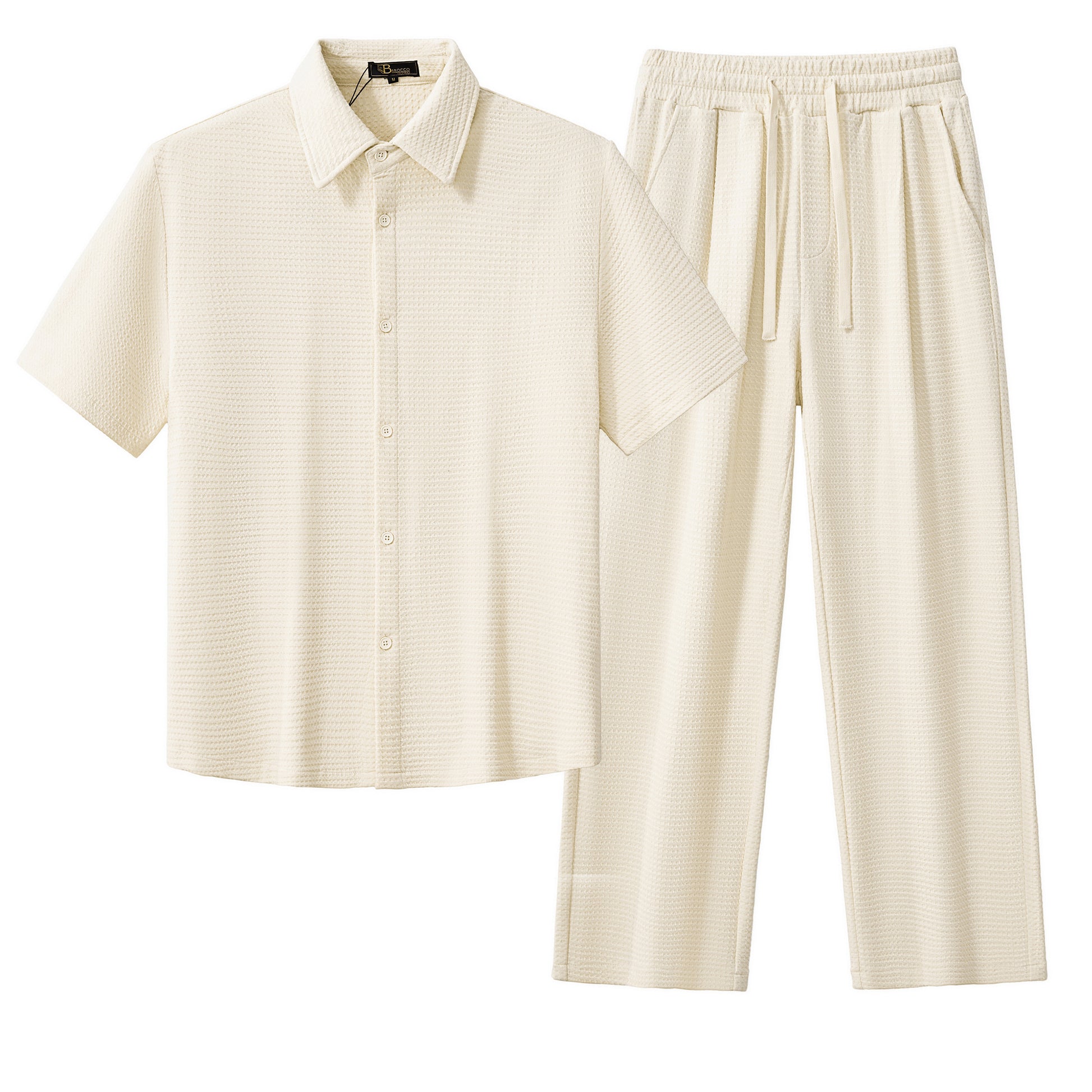 Vista Set – Waffle Textured Shirt & Pant TAUPE