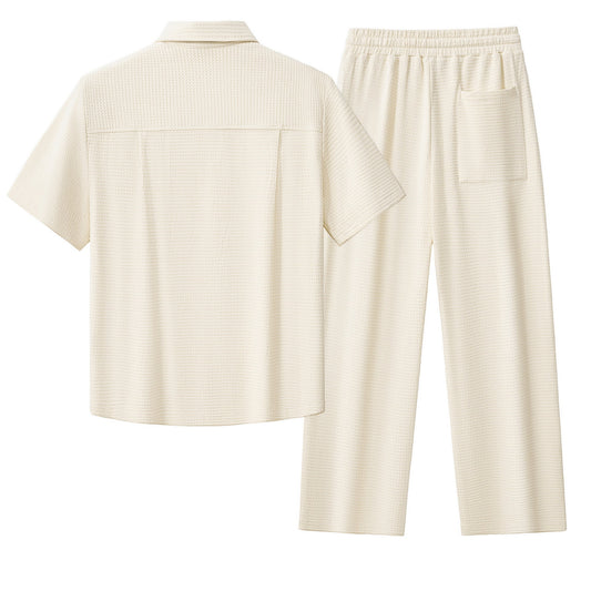 Vista Set – Waffle Textured Shirt & Pant TAUPE