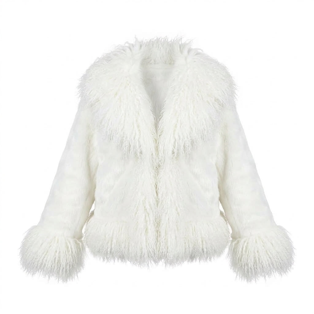 Kashani Women's White Rabbit / Mongolian Lamb Fur Jacket