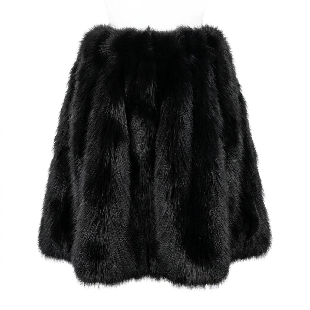 Kashani Women's Black Fox Fur Skirt