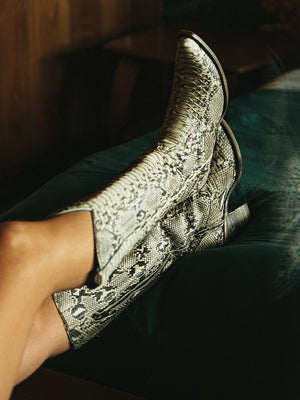 Corral Boots Women's Genuine Full Python Tall Top Snip Toe Cowboy Boot - Dudes Boutique