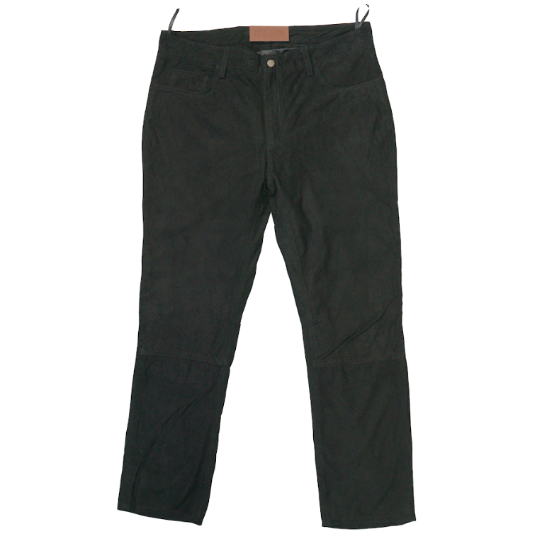 Kashani Men's Black Suede Straight Cut Pants - Dudes Boutique