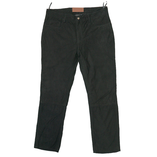 Kashani Men's Black Suede Straight Cut Pants - Dudes Boutique
