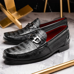 Marco Di Milano Adro Black Caiman Crocodile / Lizard Bit Loafers - Dudes Boutique