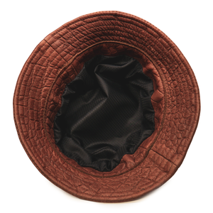 Kashani Cognac Embossed Alligator Lambskin Bucket Hat - Dudes Boutique
