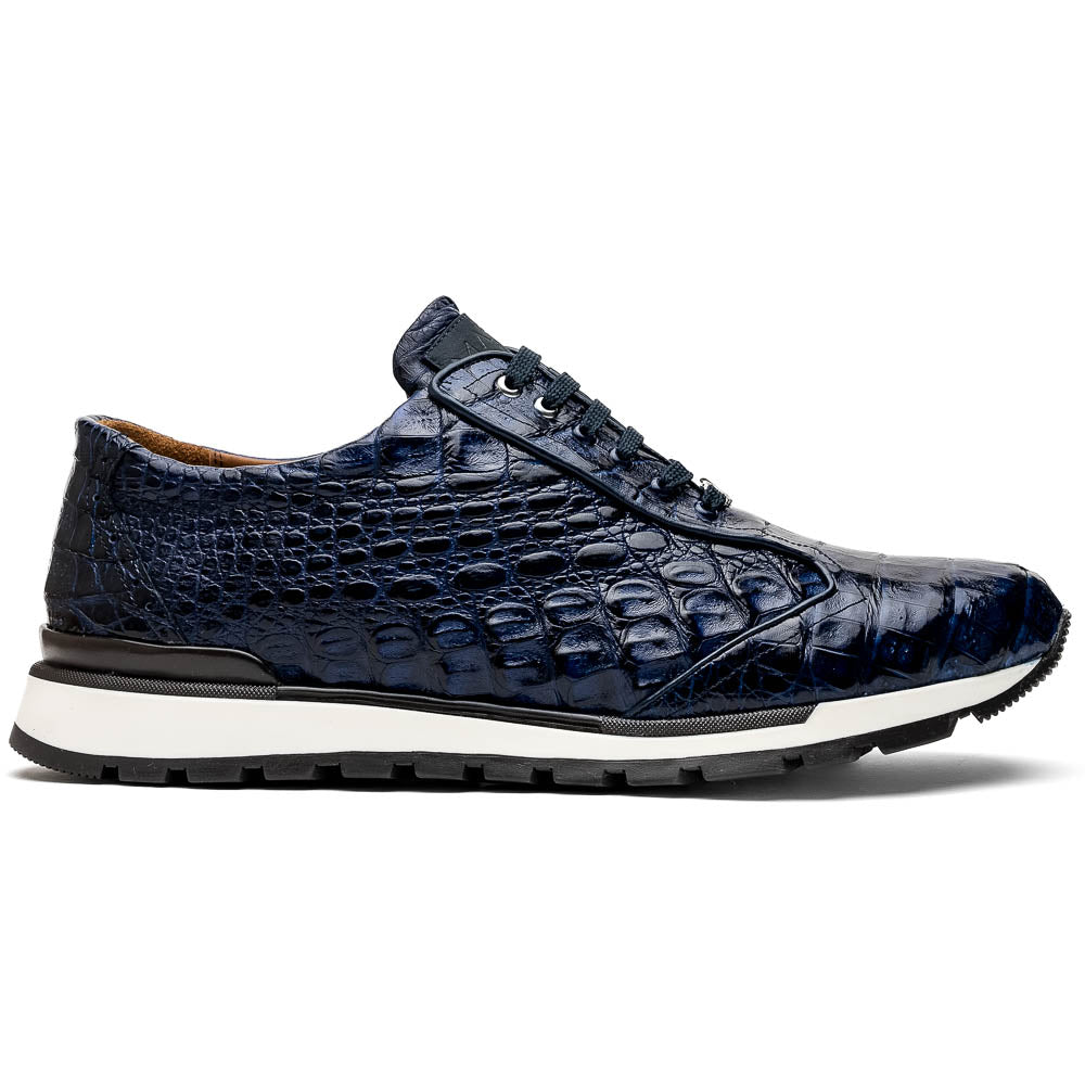 Marco Di Milano Alonzo Navy All Over Caiman Crocodile Sneakers - Dudes Boutique