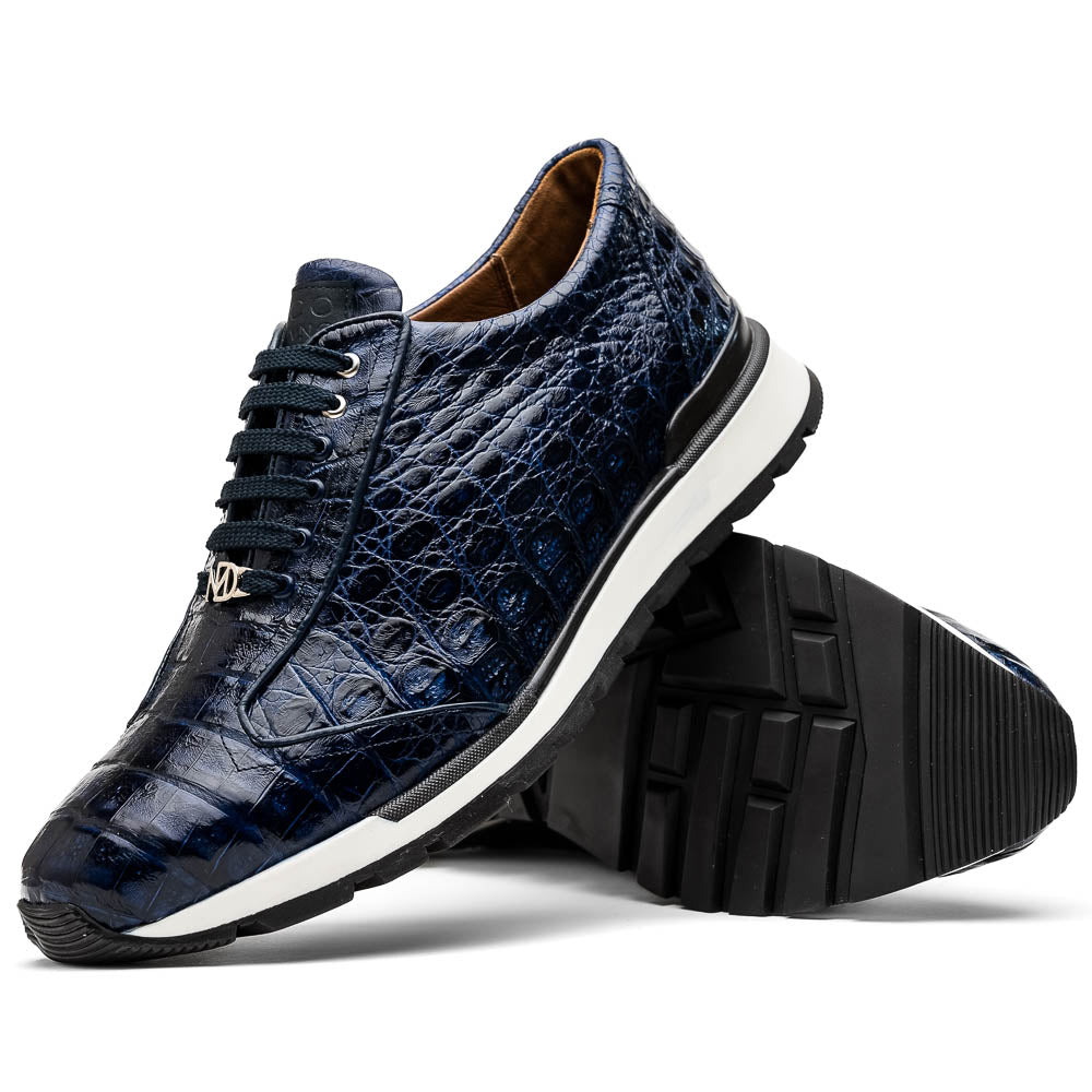 Marco Di Milano Alonzo Navy All Over Caiman Crocodile Sneakers - Dudes Boutique