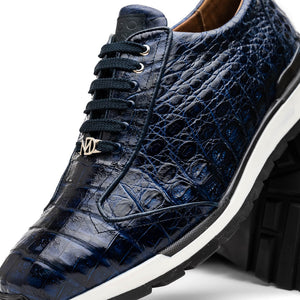 Marco Di Milano Alonzo Navy All Over Caiman Crocodile Sneakers - Dudes Boutique