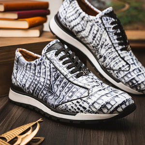 Marco Di Milano Alonzo Newspaper All Over Caiman Crocodile Sneakers - Dudes Boutique