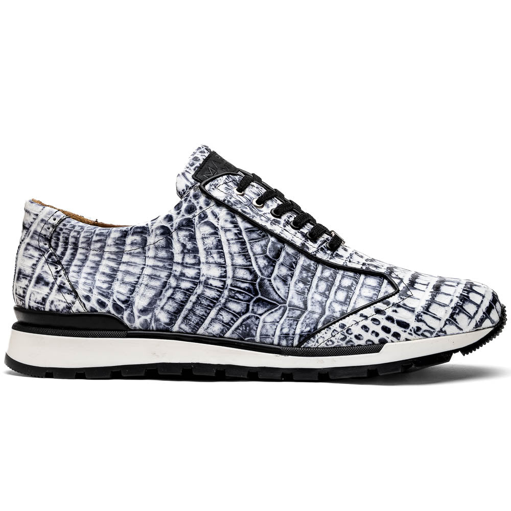Marco Di Milano Alonzo Newspaper All Over Caiman Crocodile Sneakers - Dudes Boutique