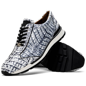 Marco Di Milano Alonzo Newspaper All Over Caiman Crocodile Sneakers - Dudes Boutique