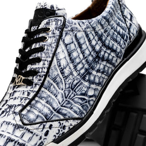 Marco Di Milano Alonzo Newspaper All Over Caiman Crocodile Sneakers - Dudes Boutique