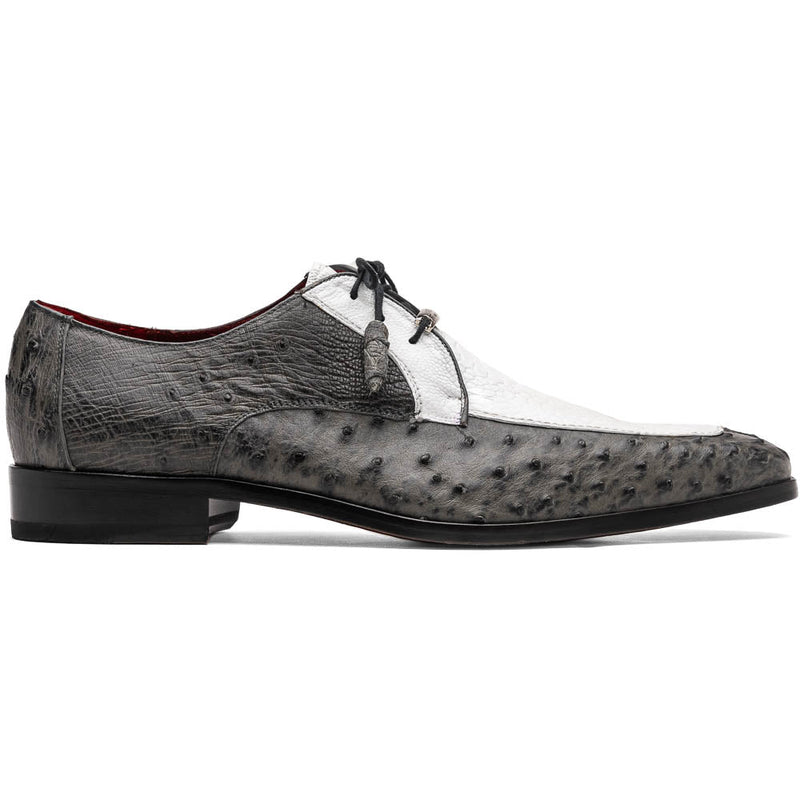 Marco Di Milano Andretti White / Grey Ostrich Leg Dress Shoes - Dudes Boutique