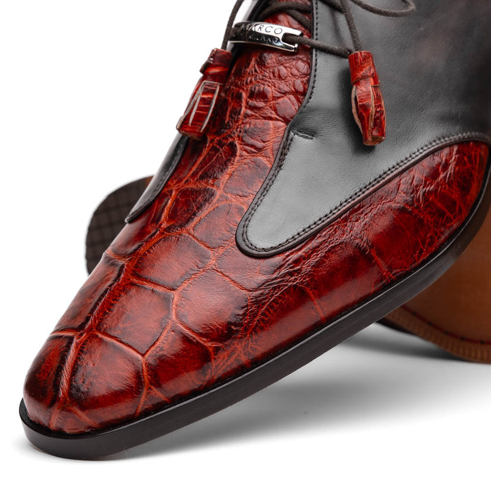 Marco Di Milano Anzio Cognac Alligator & Calfskin Dress Shoes - Dudes Boutique