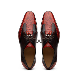 Marco Di Milano Anzio Cognac Alligator & Calfskin Dress Shoes - Dudes Boutique