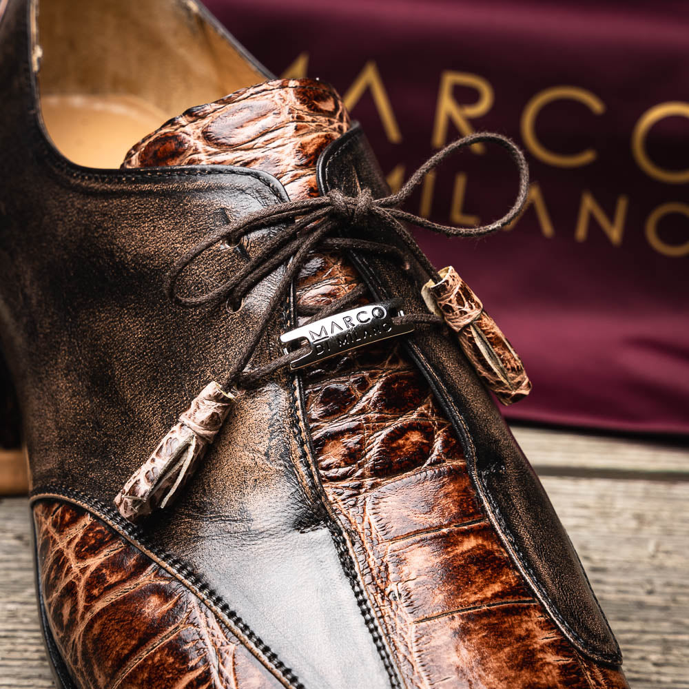 Marco Di Milano Anzio Orix Brown Alligator & Calfskin Dress Shoes - Dudes Boutique
