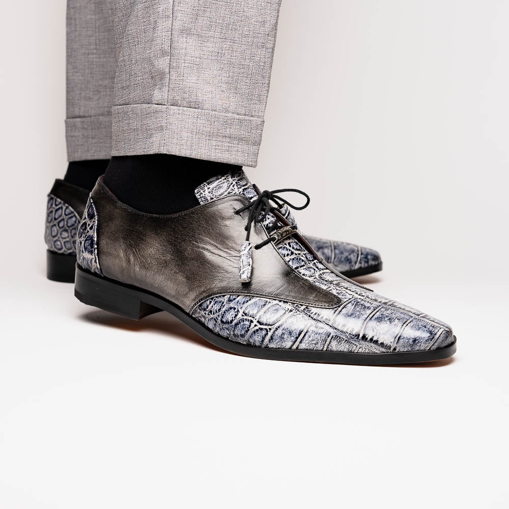 Marco Di Milano Anzio Gray Alligator & Calfskin Dress Shoes - Dudes Boutique