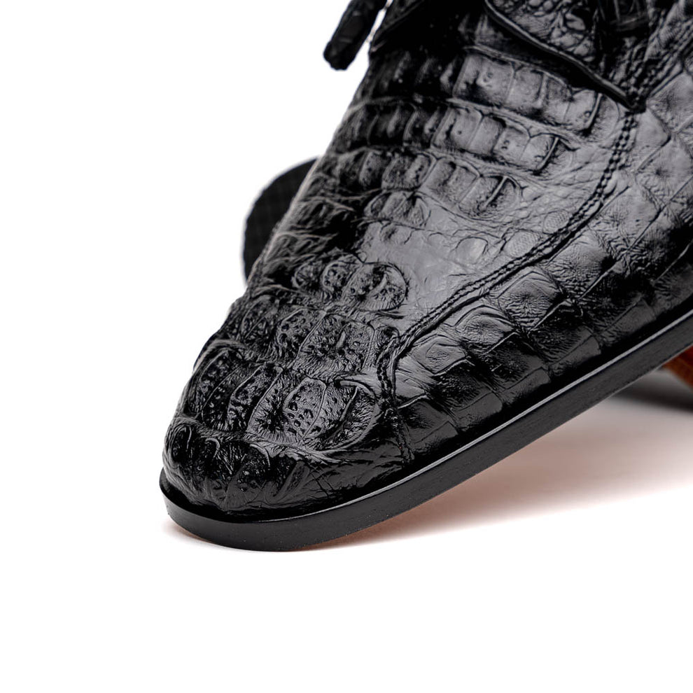 Marco Di Milano Apricena Black Caiman Crocodile Dress Shoes - Dudes Boutique